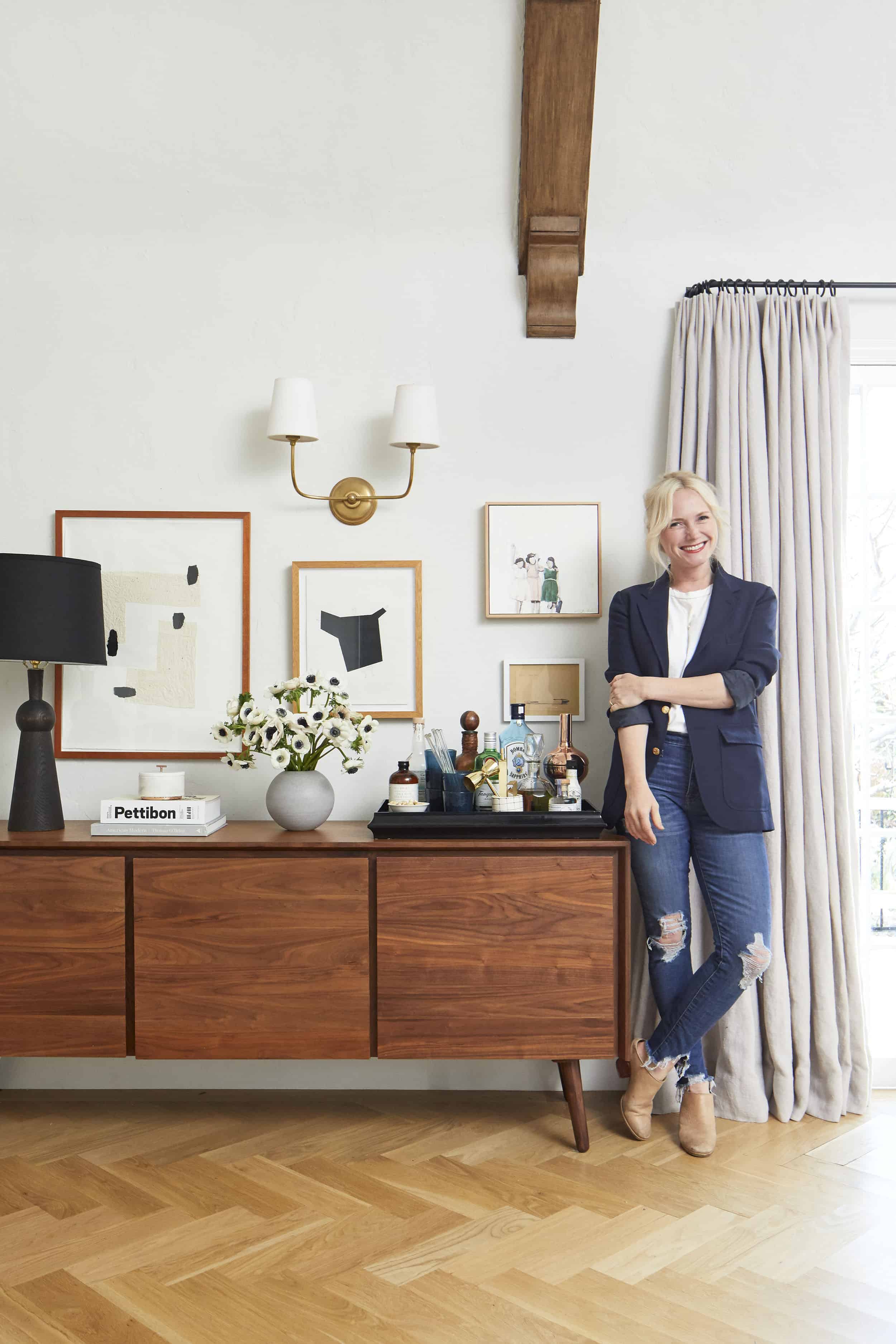 Emily Henderson Article Credenza Modern English Tudor Living Room 05