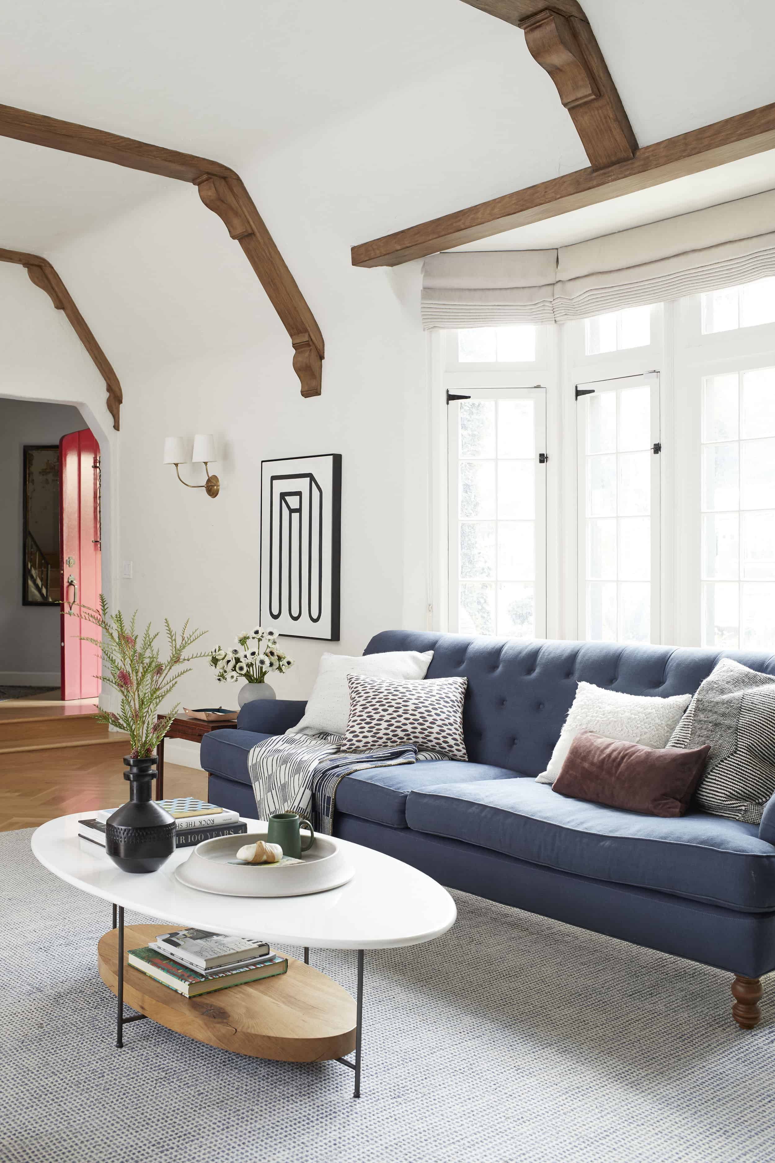 Los Angeles Historic Tudor Home Modern Living Room